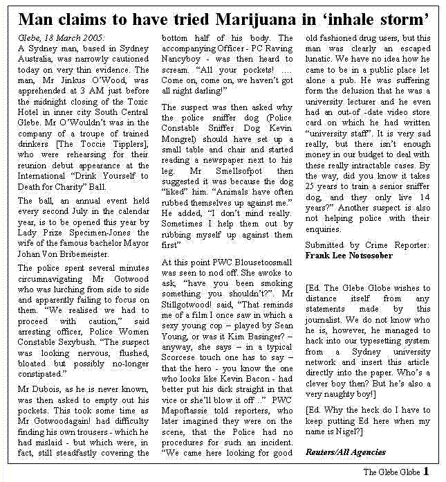 Glebe Globe Article 180305